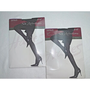 2 Packages Hanes Silky Opaque Tights Control Top 3P Black OA869 Silk Reflections